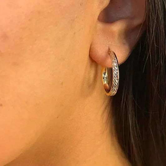 10K White And Yellow Gold Fancy Broad Hoop Earrings