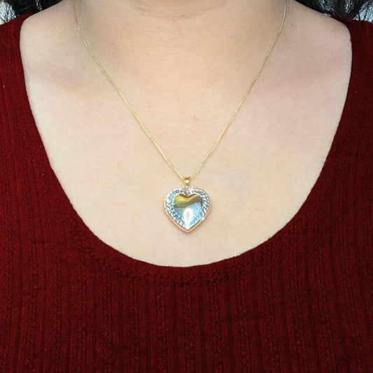 10K Yellow And White Gold Heart Locket