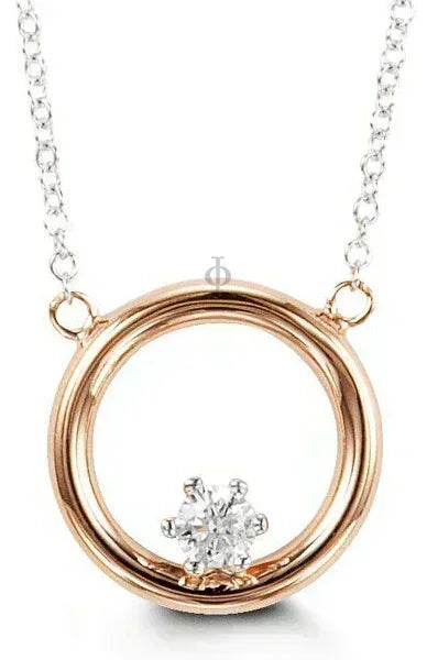 10K Yellow and White Gold CZ Circle of Life Pendant with Chain