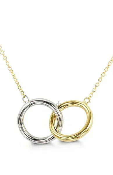 10K Yellow and White Gold Infinity Circle of Life Pendant with Chain