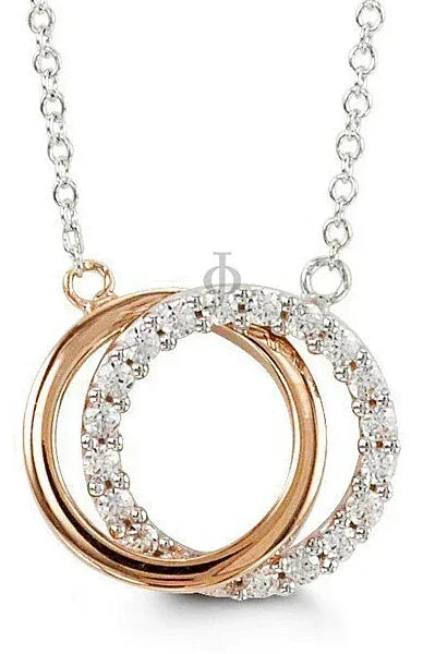 10K Rose and White Gold Infinity Overlapping Circle of Life Pendant with Chain