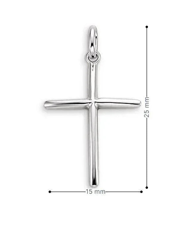 10 Karat White Gold Simple Religious Cross Pendant
