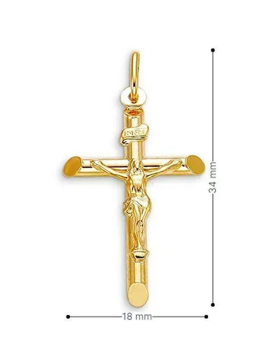 10k Yellow Gold Religious Italian Cross With Crucifix