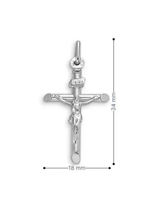 10k White Gold Religious Italian Cross With Crucifix
