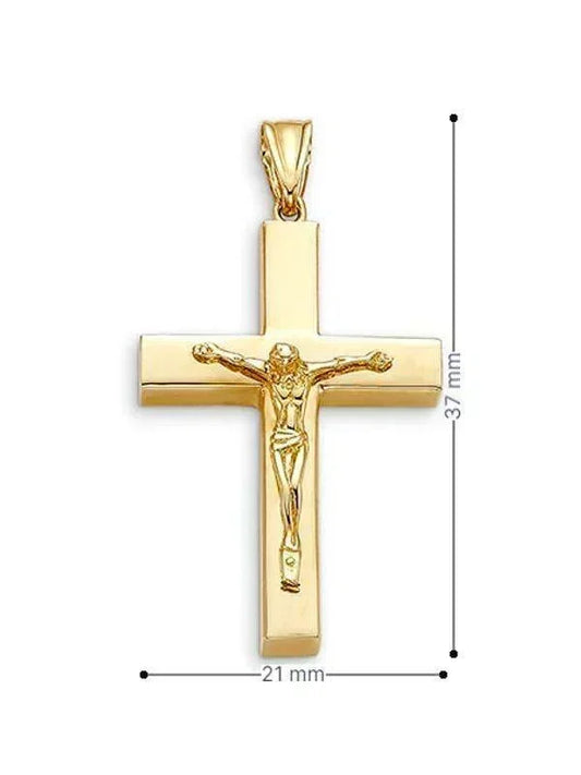 10 Karat Yellow Gold Flat Religious Classic Italian Cross with Crucifix