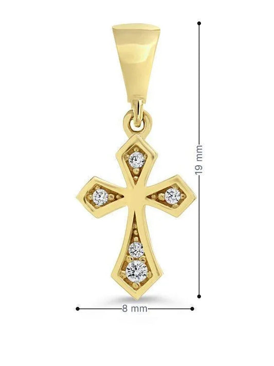 10K Yellow Gold Cubic Zirconia Religious Cross Pendant