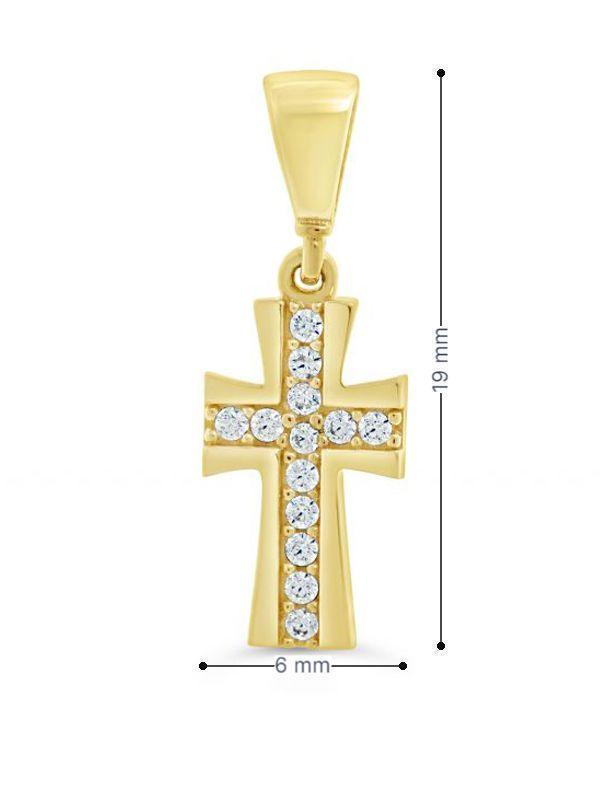 10K Yellow Gold Cross Religious Pendant with Cubic Zirconia Accents