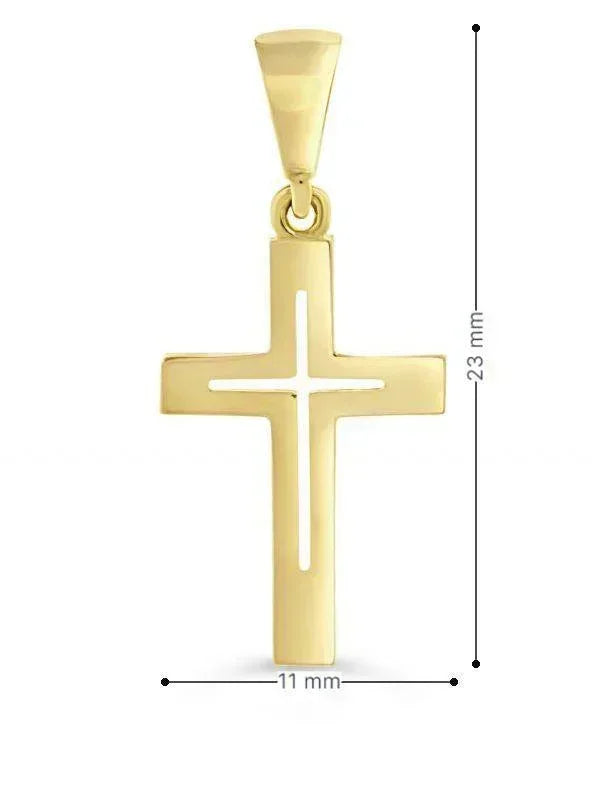 10 Karat Yellow Gold Flat Italian Cross Pendant