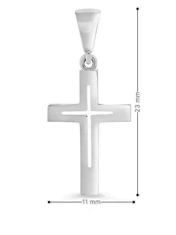 10 Karat White Gold Flat Italian Cross Pendant