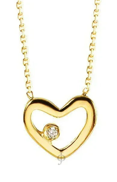 10K Yellow Gold Diamond Heart Necklace with Chain