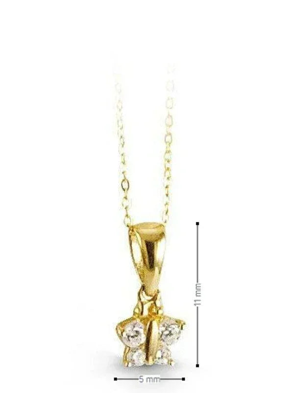 10k Yellow Gold Butterfly Shape White CZ Baby Pendant