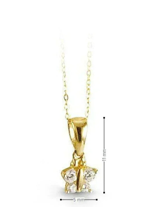 10k Yellow Gold Butterfly Shape White CZ Baby Pendant