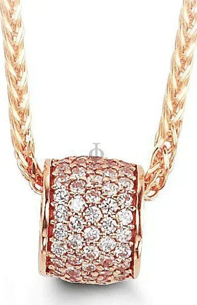 10K Rose Gold CZ Barrel Glider Pendant with Chain