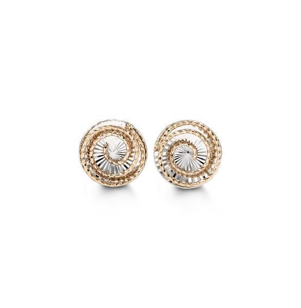 10K Yellow and White Gold Fancy Twist Stud Earrings