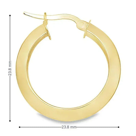 14K Yellow Solid Gold Knife Edge Hoop Earrings