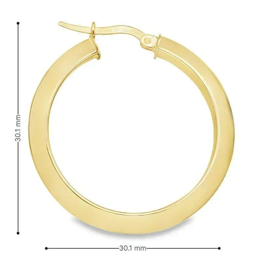 14K Yellow Gold Knife Edge Hoop Earrings