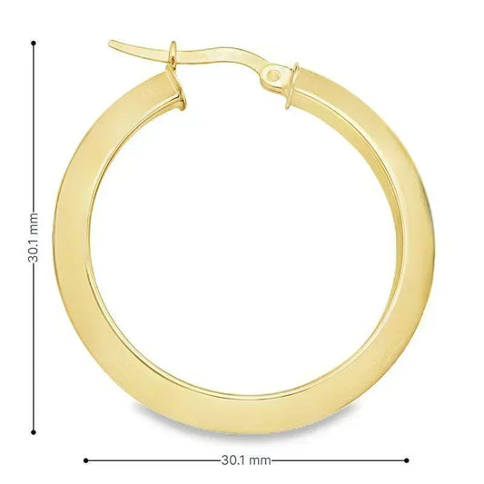 14K Yellow Gold Knife Edge Hoop Earrings