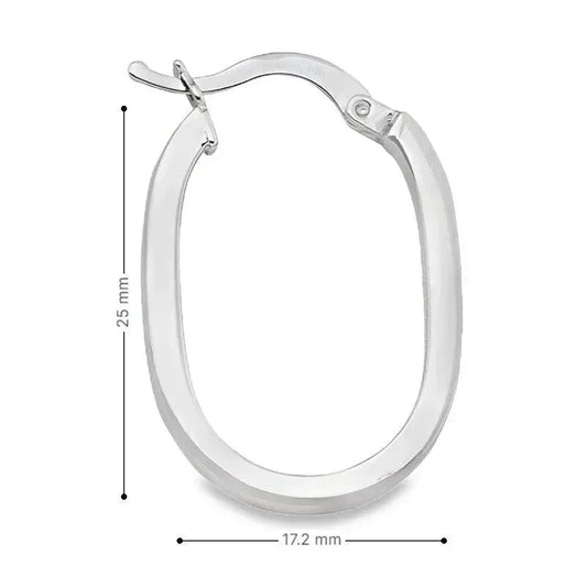 10K, 14K White Gold Oval Square 2.1 mm Tube Earrings