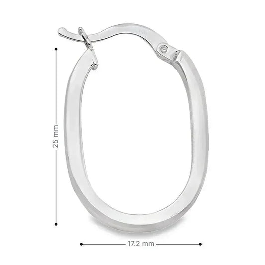 10K, 14K White Gold Oval Square 2.1 mm Tube Earrings