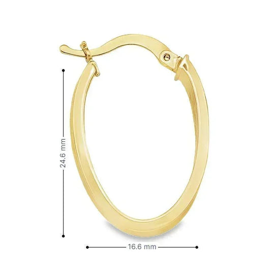 10K, 14K Yellow Gold 4.7 MM Oval Hoop Earrings