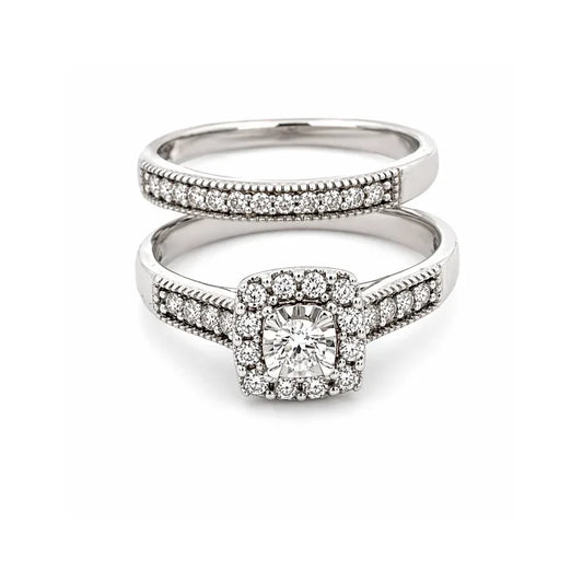 10K White Gold 0.50TDW Diamond Ring Wedding Set