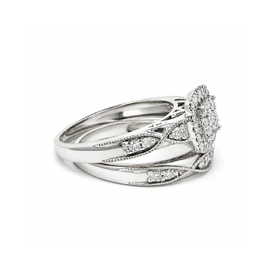 0.50 TDW 10K White Gold Diamond Bridal Set