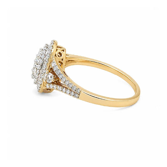 0.50TDW Diamond Cluster Engagement Ring in 10K Yellow Gold