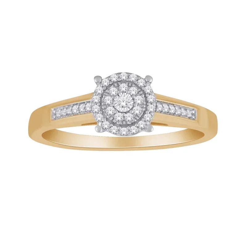 0.12TDW Diamond 10K Yellow Gold Engagement Ring