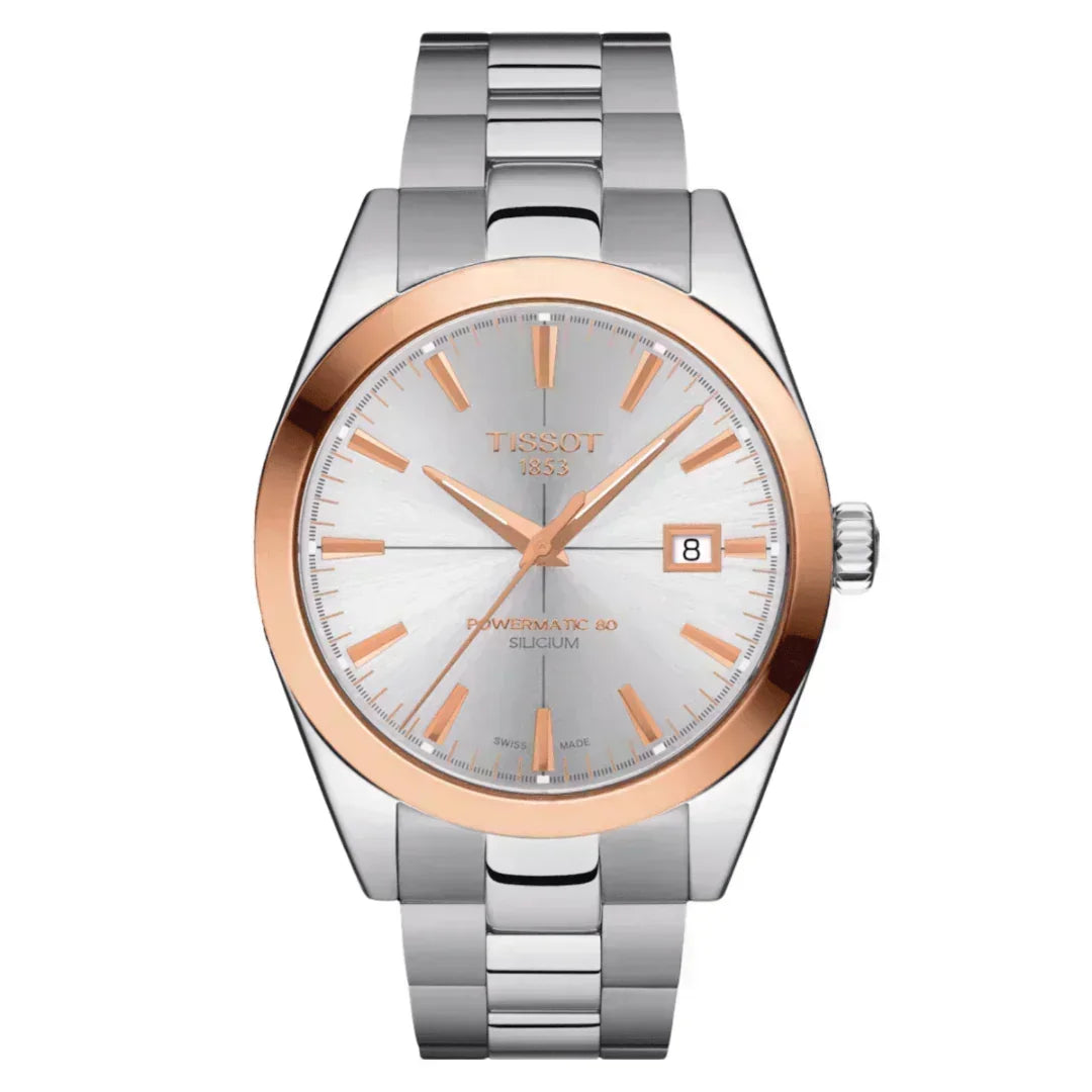 Tissot Gentleman Powermatic 80 Silicium Solid 18K Gold bezel Automatic Men's Watch T9274074103100