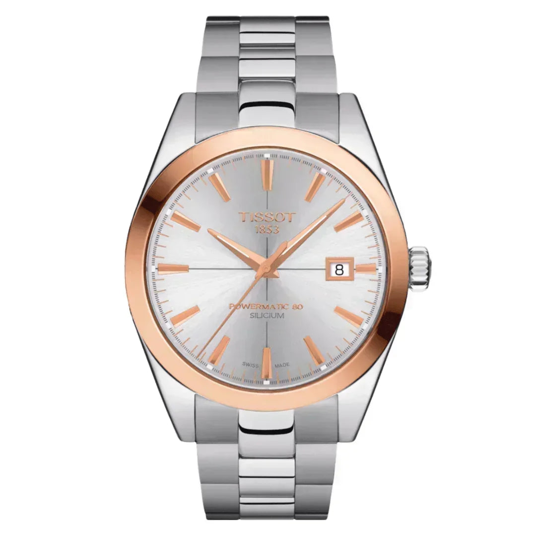 Tissot Gentleman Powermatic 80 Silicium Solid 18K Gold bezel Automatic Men's Watch T9274074103100