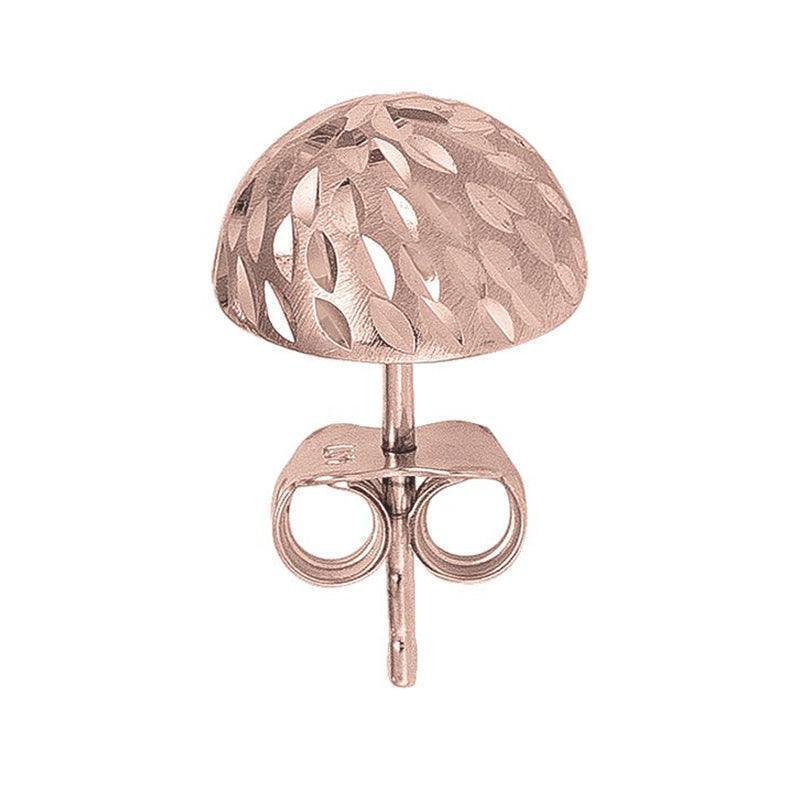 14K Rose Gold Half Ball Diamond Cut Stud Earrings