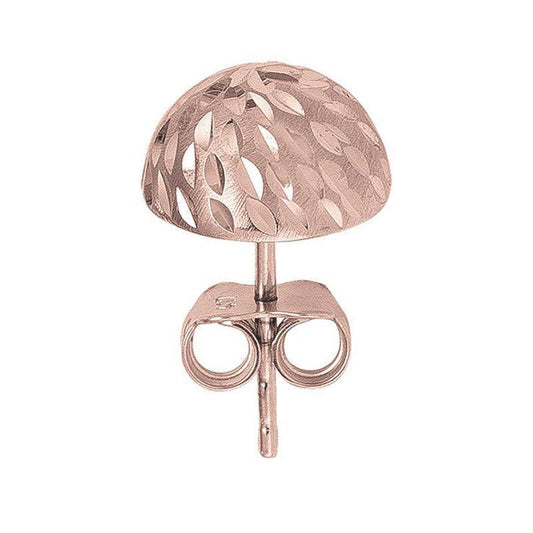 14K Rose Gold Half Ball Diamond Cut Stud Earrings
