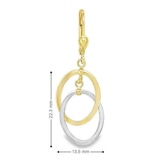 10K Two Tone Gold Fancy Link Drop Earrings
