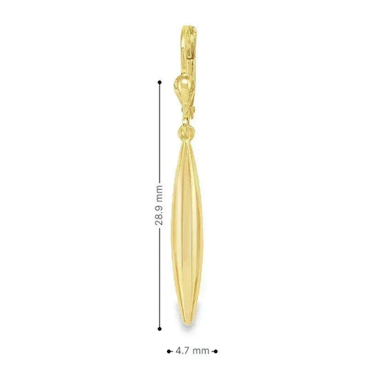 10K Yellow Gold High Polish Long Drop Earrings