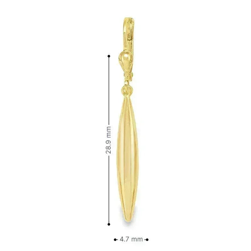 10K Yellow Gold High Polish Long Drop Earrings