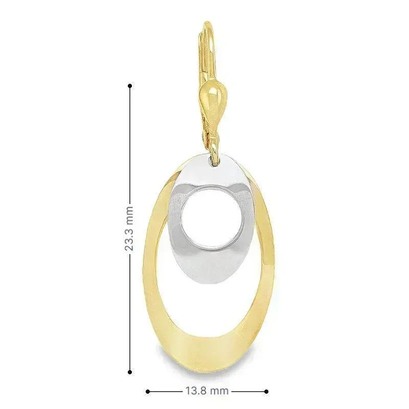10K Two-Tone Gold Oval Fancy Drop Earrings