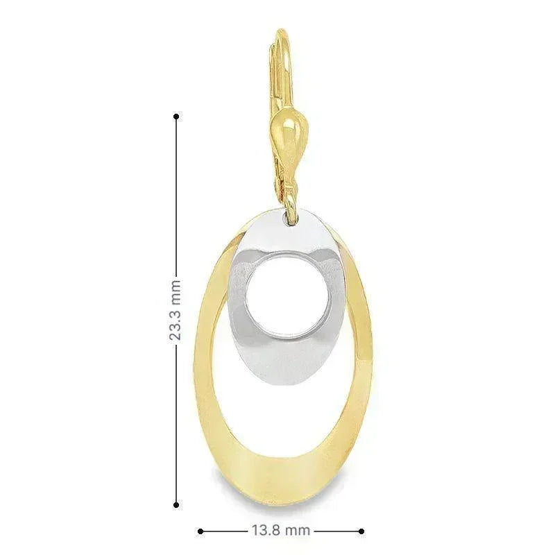 10K Two-Tone Gold Oval Fancy Drop Earrings