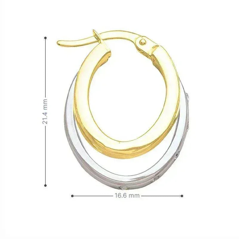 10K Yellow and White Gold Fancy Hoop Earrings