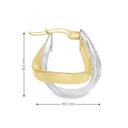 10K Two Tone Gold Fancy Hoop Earrings