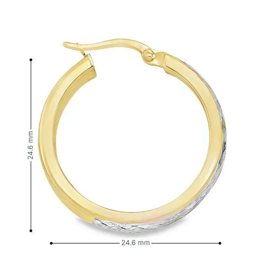 10K Two Tone Gold Fancy Hoop Earrings