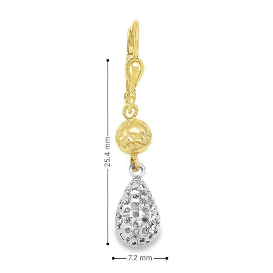 10K Yellow and White Gold Fancy Diamond Cut Drop Earrings