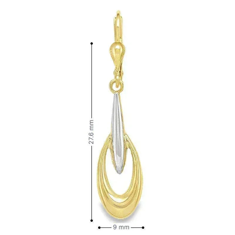 10K Yellow and White Gold Fancy Drop Earrings