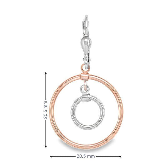 10K Rose & White Gold Interlocking Circles Drop Earrings