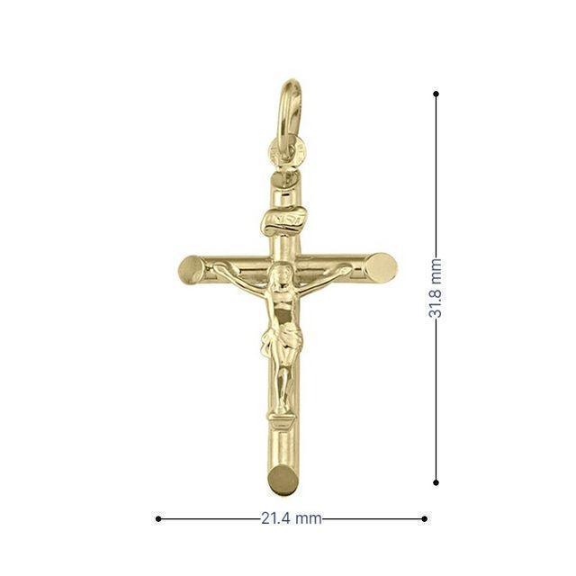 10k, 14k Yellow Gold Religious Italian Cross With Crucifix