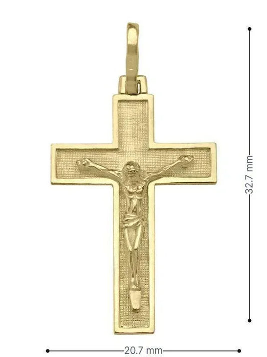 10k, 14k Yellow Gold Religious Italian Cross with Crucifix