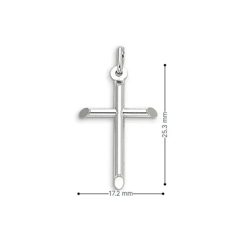 10, 14 Karat White Gold Small Religious Classic Italian Cross