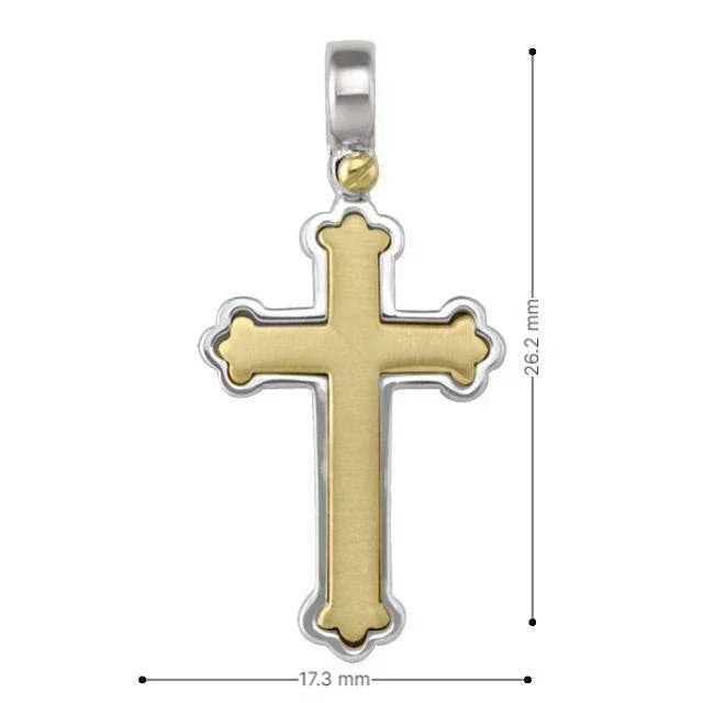 14k White and Yellow Gold Orthodox Religious Italian Cross