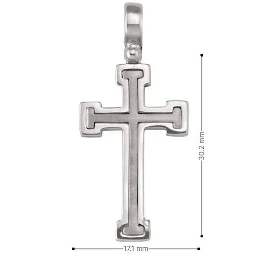 14k White Gold Fancy Religious Italian Cross