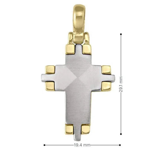14k Yellow and White Gold Fancy Religious Italian Cross