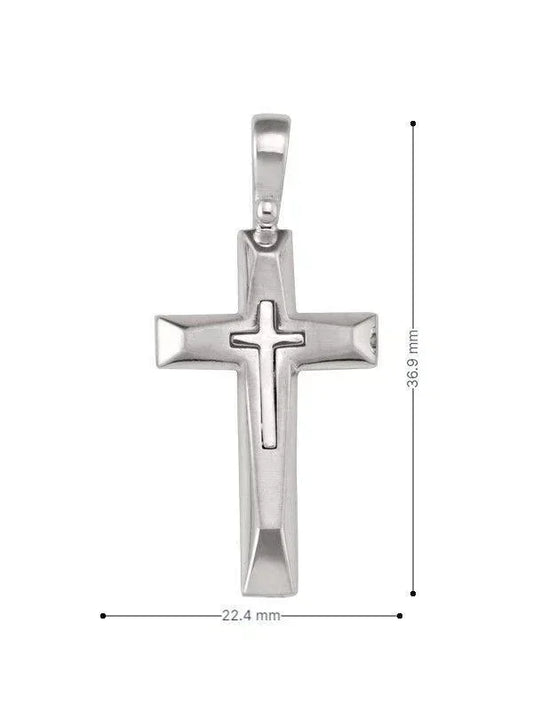 14k White Gold Fancy Religious Italian Cross